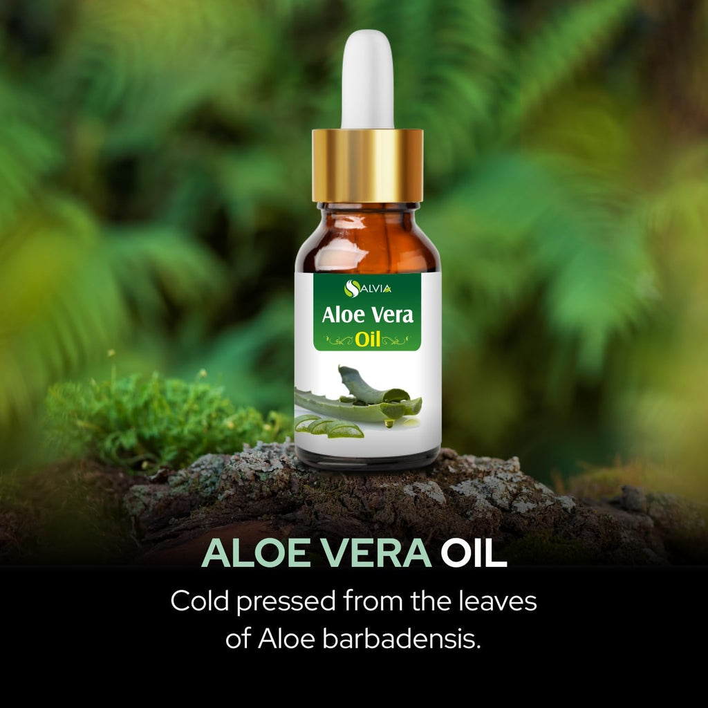 Aloe Vera Oil Therapeutic Premium Oil with Dropper by Salvia in Amber Glass Bottle 100% Natural Pure Undiluted Cold Pressed Aromatherapy Carrier Oil (15 ML with Dropper)