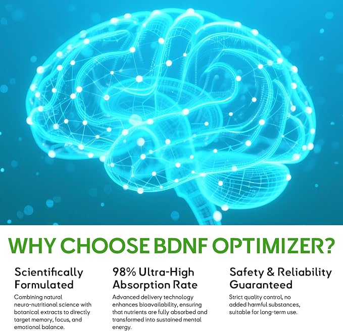 Nootropic Brain Supplement for Memory & Focus Support– BDNF Essentials for Enhanced Cognitive, Mental Clarity & Mood Clarity with Bacopa Monnieri, Lion's Mane, Alpha GPC & More – 120 Capsules
