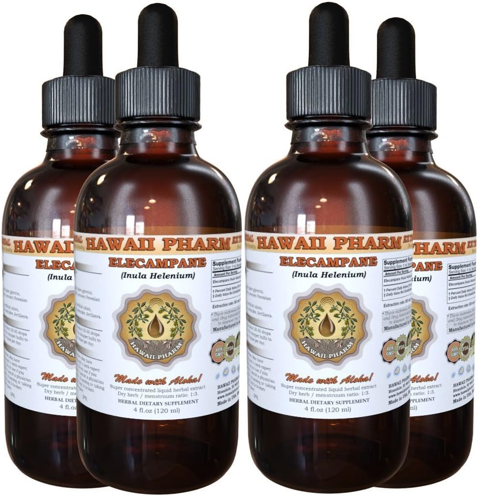 Elecampane Liquid Extract, Organic Elecampane (Inula Helenium) Tincture Supplement 4x4 oz