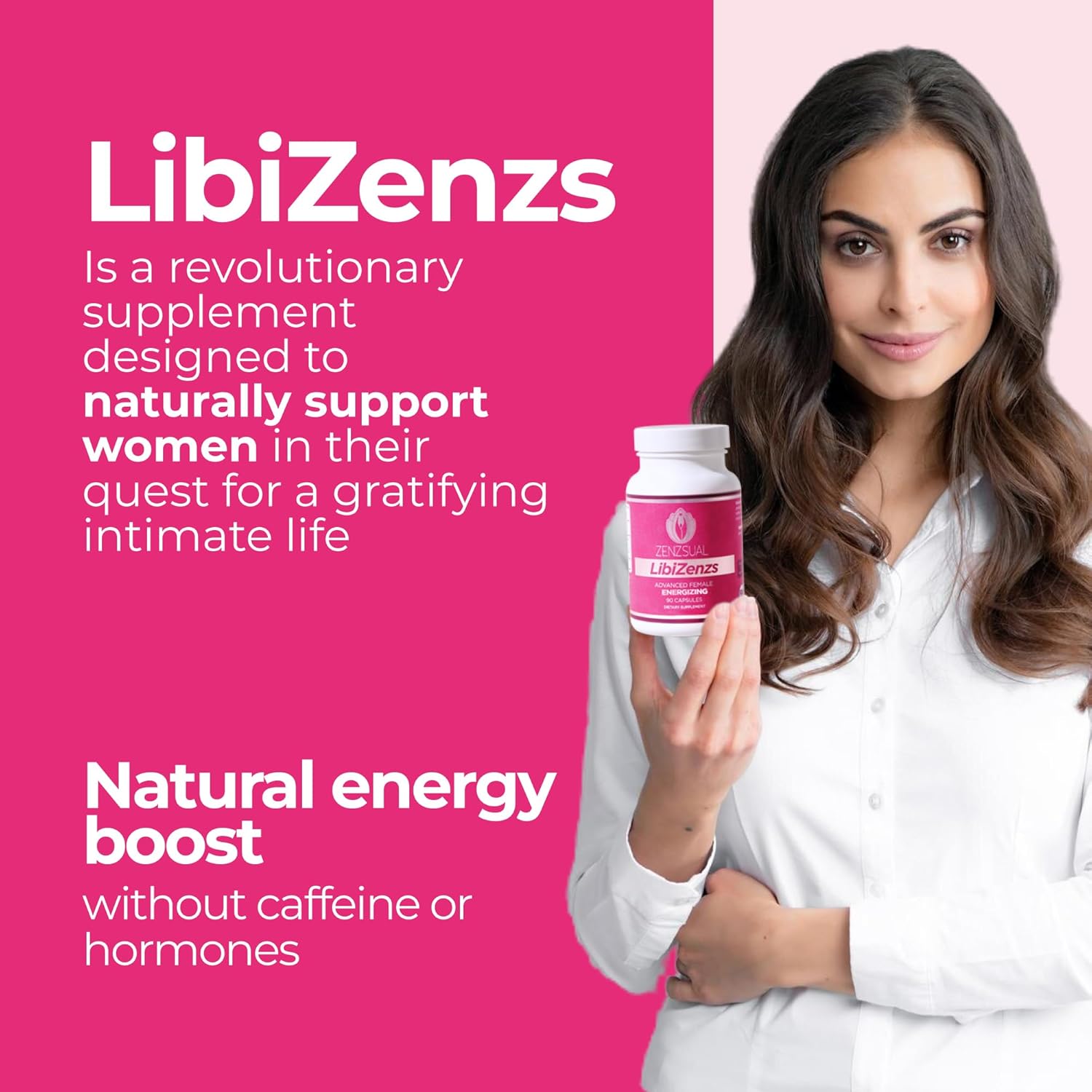 ZENZSUAL Libizenzs – Plant-Based Energy Support Supplement for Women – Caffeine-Free with Maca Root, Ashwagandha & Ginseng – Supports Daily Stamina, Focus & Well-Being – 90 Vegan Capsules