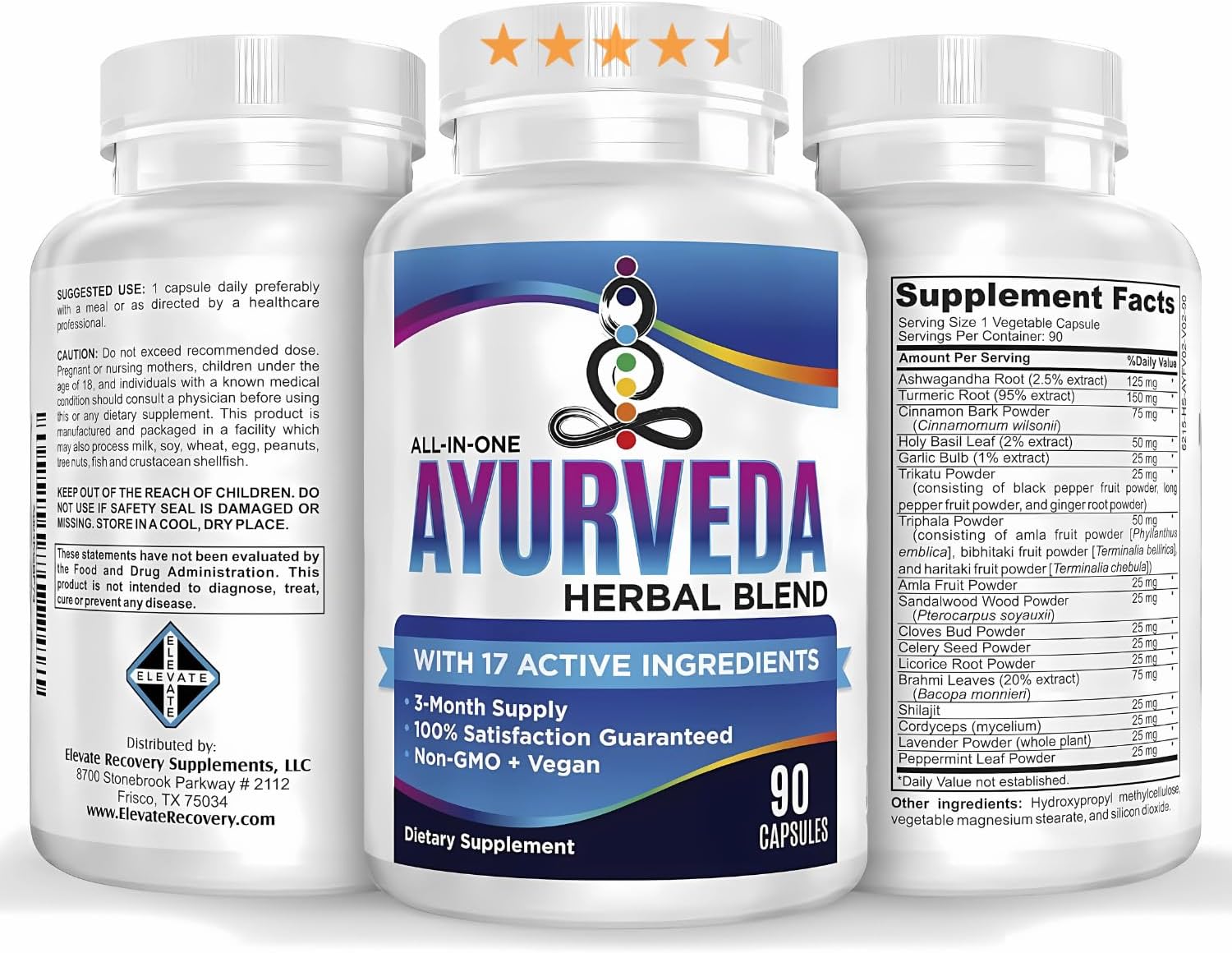 17-in-1 AYURVEDA Supplements (3-Month Bulk Supply) | Traditional Blend of Ayurvedic Herbs | Overall Health & Wellness Support Supplement | Strong Mind, Body & Spirit | Ayurveda Products | 90 Capsules