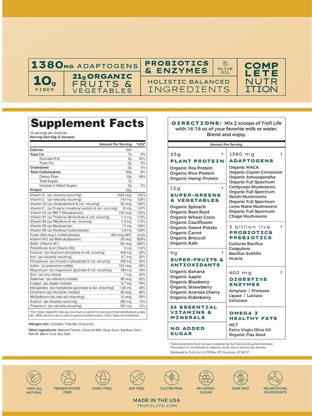 All-In-One Complete Nutrition Meal Shake | 90+ superfoods & nutrients, 21g Organic Fruits & Veggies, 23g Plant-Based Protein | Vegan Friendly | Best Meal Replacement Shake Powder | 33.3oz