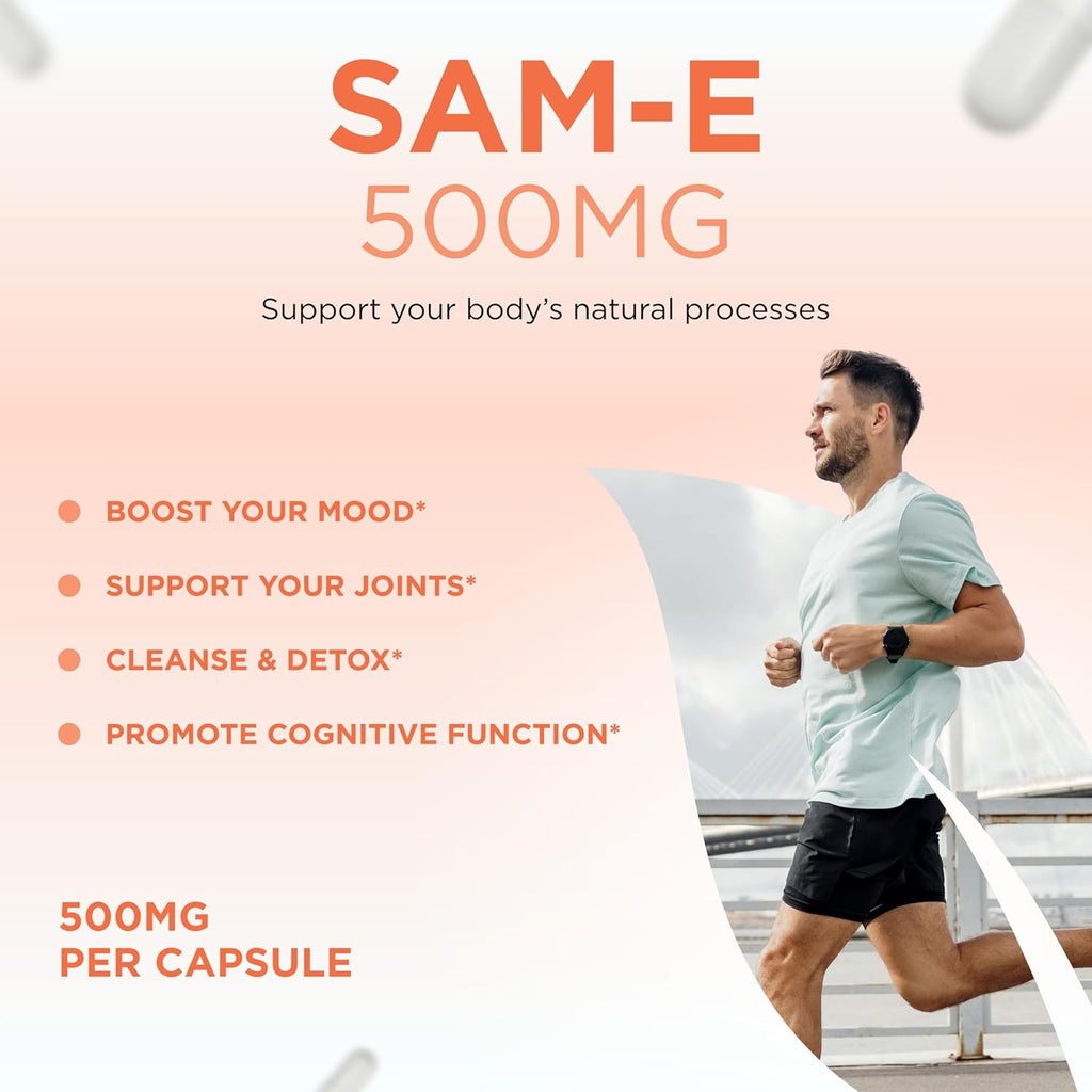 Bioactive SAM-e 500mg - High Strength SAM-e Supplement with Biologically Active S,S Form for Liver and Mood Support - Vegan Non-GMO Preservative Free - Made in The US (60 Servings)