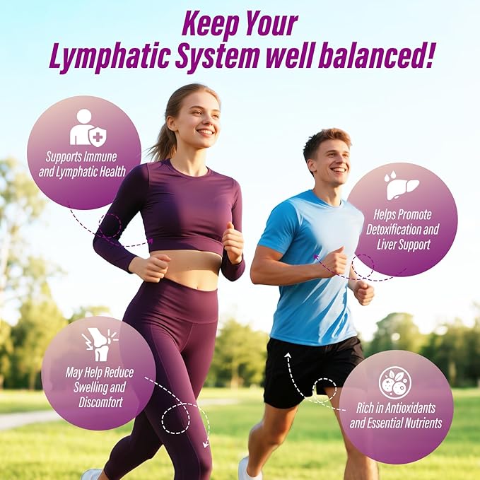 Lymphatic Drainage Supplements, Lymph System Support Supplement for Women & Men with Dandelion, Burdock, Echinacea,Rutin, Turmeric,Cleavers & More,180 Capsules