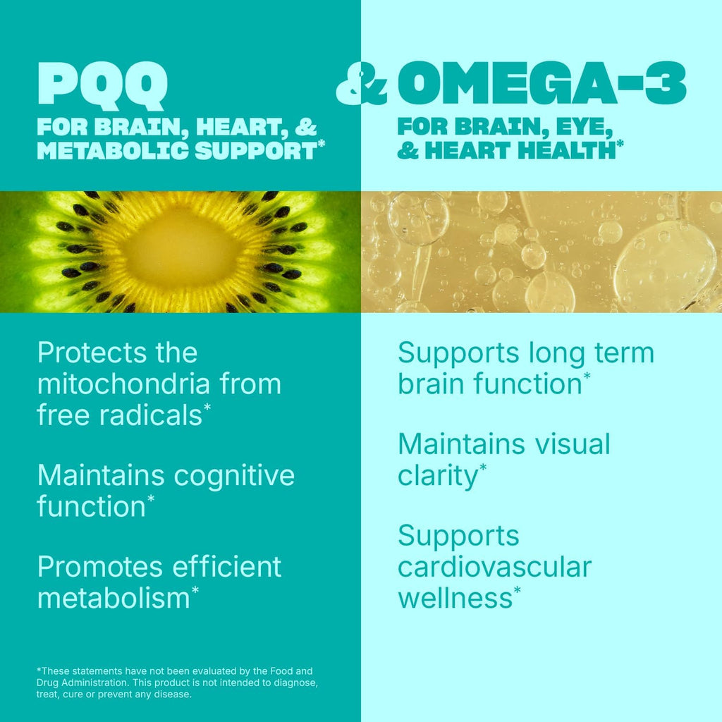 Swisse PQQ + DHA Brain Booster | Supports Brain & Heart Health | Enhances Attention & Focus | Functional Memory Support | Promotes Efficient Metabolism & Mitochondrial Health | 30 Softgels