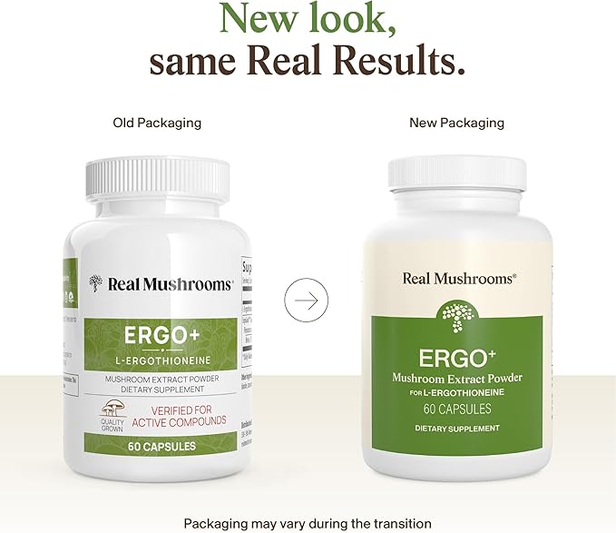 Real Mushrooms Ergothioneine Supplement – Golden Oyster Mushroom with Beta-Glucans – L-Ergothienine Extract Poweder – Organic, Vegan, Non-GMO, No Fillers – 60 Capsules Mushroom Supplement for Humans