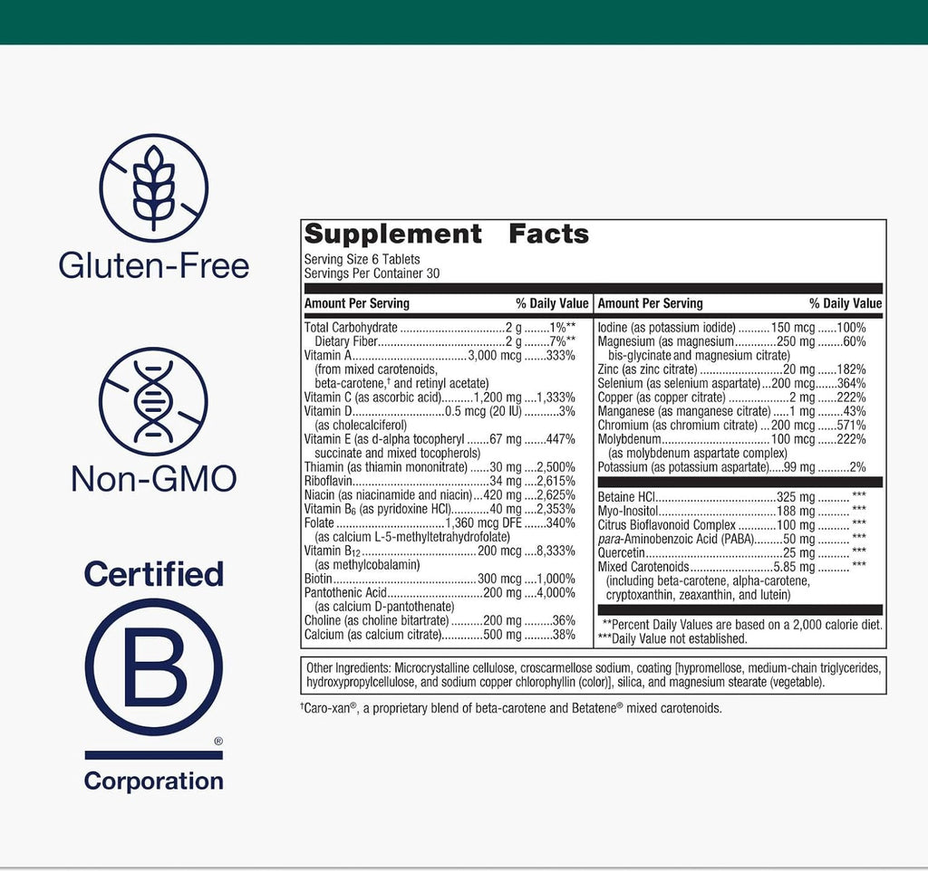 Metagenics Multigenics Multivitamin - Fast Release Multivitamin - Everyday Dietary Supplements - with Quercetin, Beta-Carotene & More - Non-GMO - Gluten-Free - 180 Tablets
