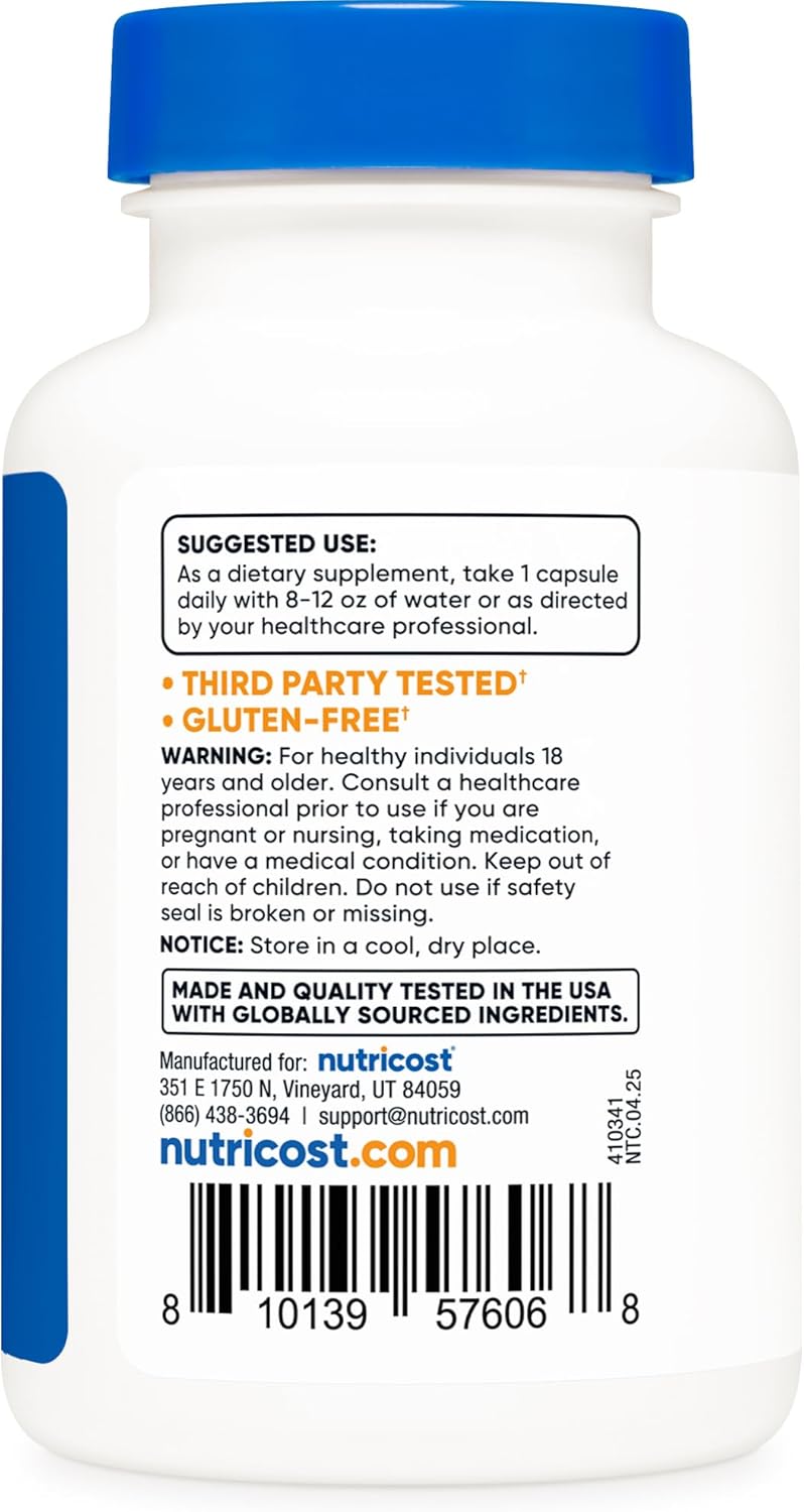 Nutricost Zinc Bisglycinate (50mg) 120 Vegan Capsules - GMO-Free, Gluten-Free Supplement