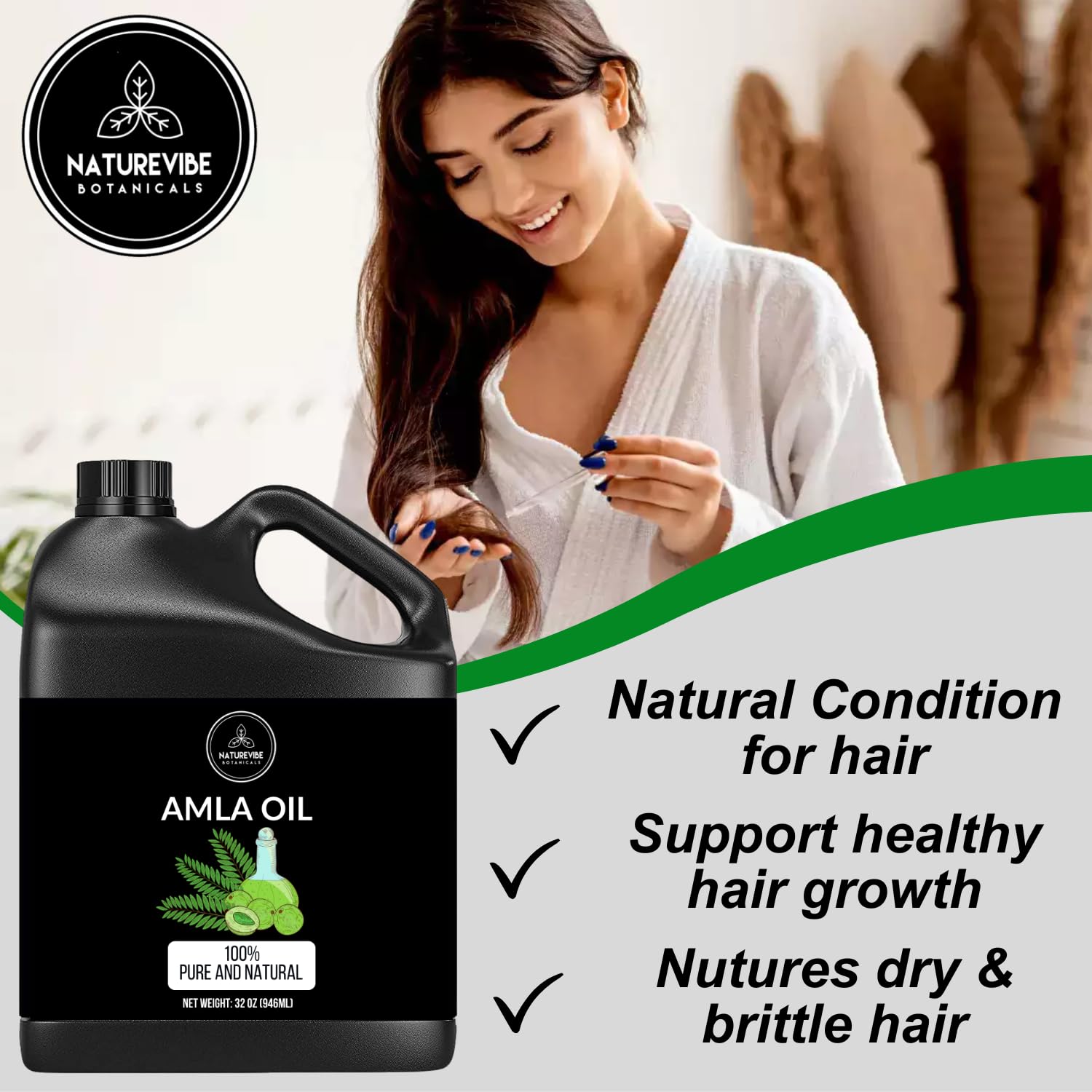 Naturevibe Botanicals Amla Oil 32 Ounces | 100% Pure and Natural | Great for Skin Care and Hair Care