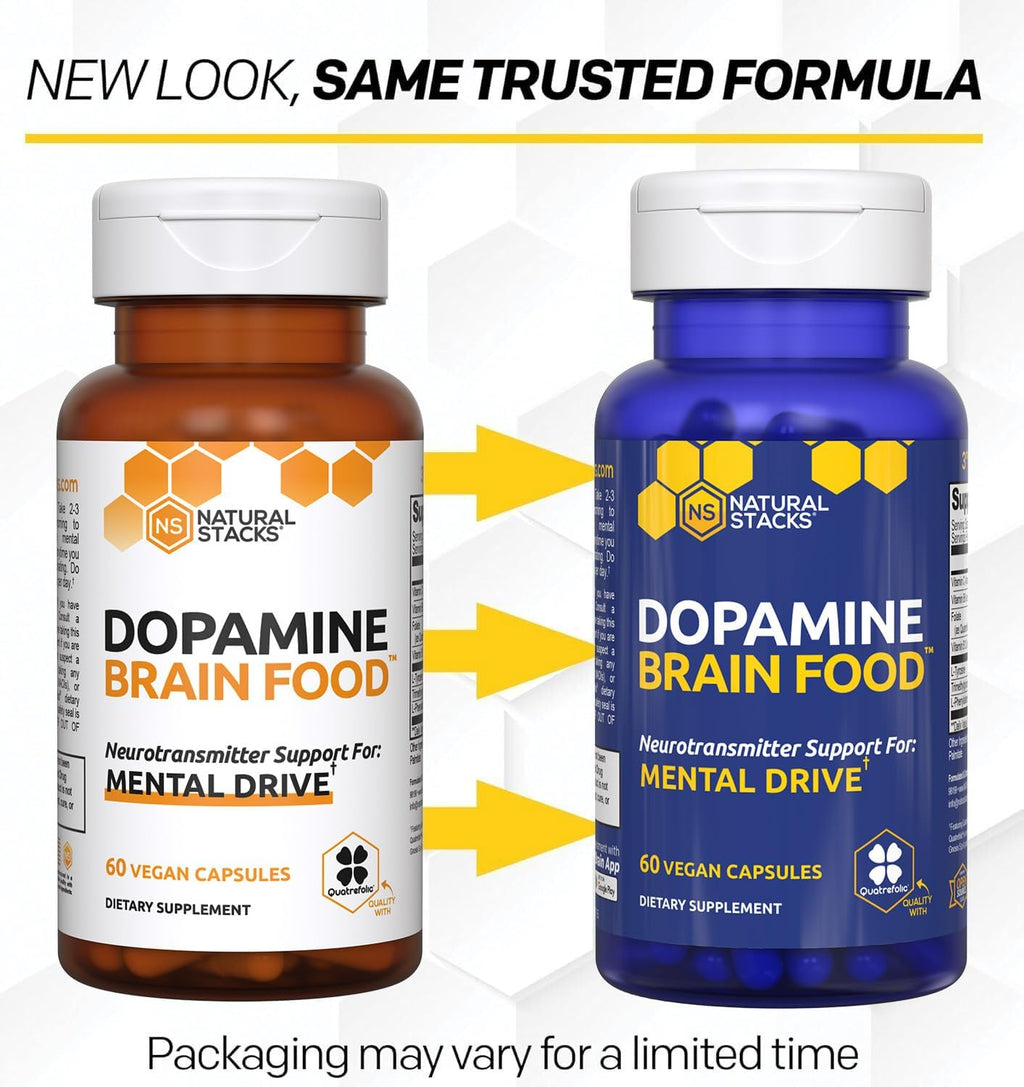 Dopamine Brain Food - 650mg L-Tyrosine Supplement - Dopamine Supplement for Focus & Mental Drive - Supports Mental Energy - Neurotransmitter Support with B Vitamins - 120 Capsules