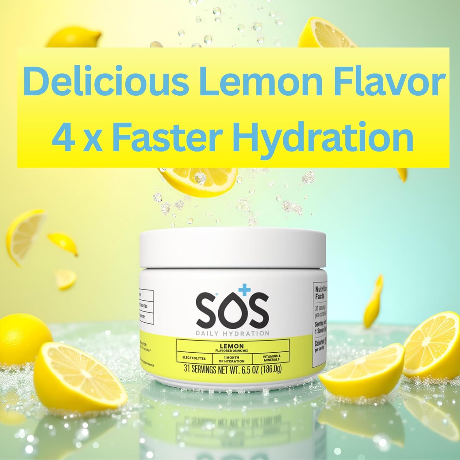 SOS Hydration ORS Electrolyte Powder Stick Packs | Oral Rehydration Solution | Low Sugar | Rapid Rehydration | Made in USA | Keto | Lemon | 31 Servings