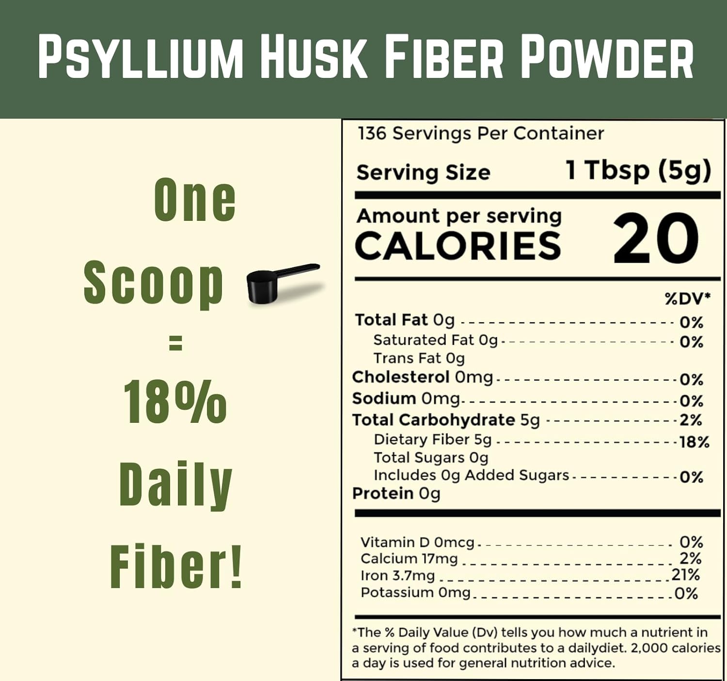 Psyllium Husk Powder 1.5lb | Easy Mixing Dietary Fiber | Cleanse Your Digestive System | Finely Ground Powder | Ideal for Gluten Free Baking | Non-GMO