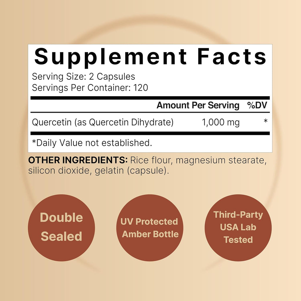 NatureBell Quercetin1000mg Per Serving | 240 Capsules, Ultra Strength Quercetin Supplement | Bioflavonoids for Healthy Immune Support, Third Party Tested, Non-GMO & No Gluten