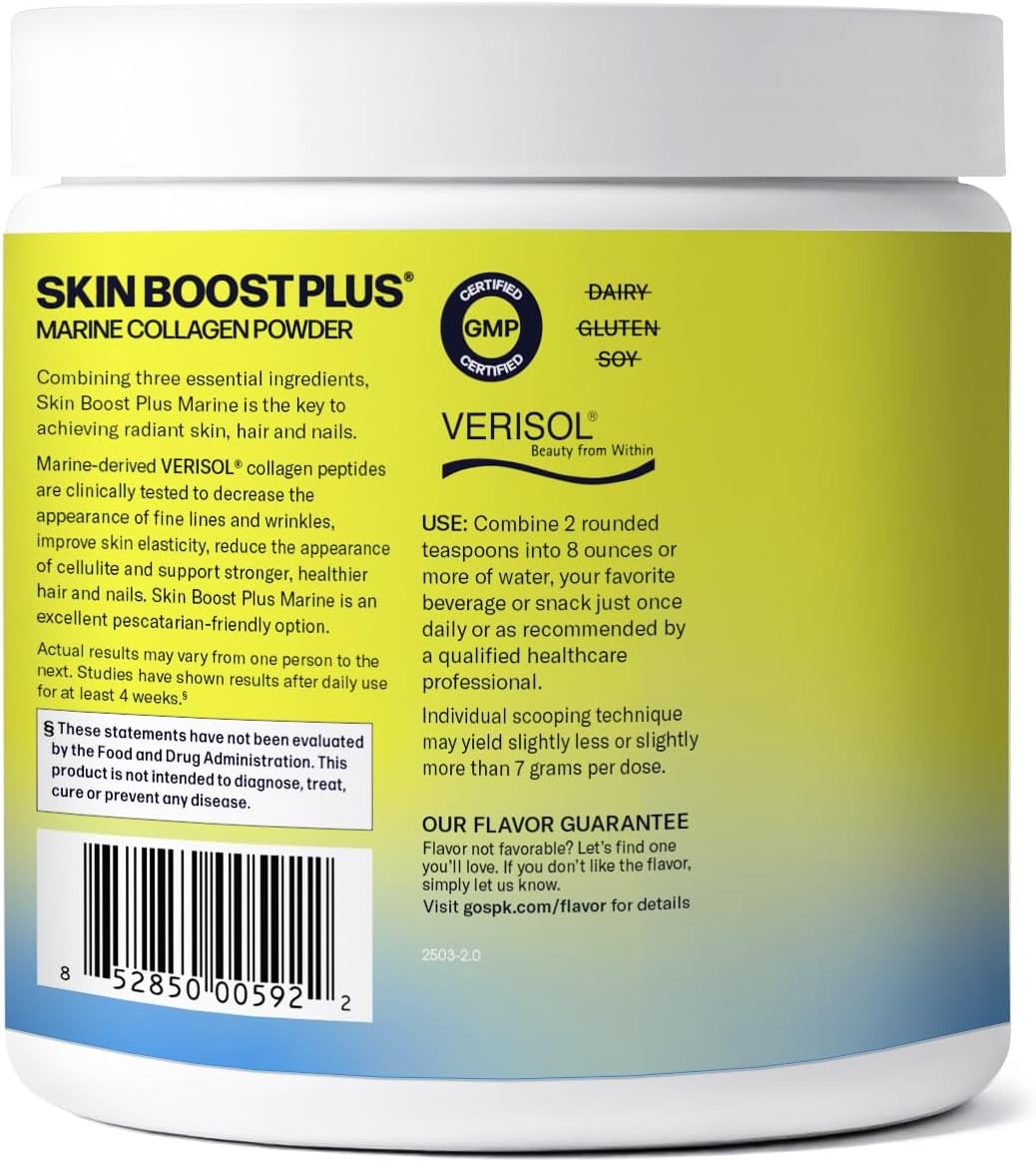 Sparkle Wellness Marine-derived VERISOL Bioactive Hydrolyzed Collagen Peptides | Collagen Powder Supplement with Vitamin C & Hyaluronic Acid | Marine Skin Boost Plus (Peach) [30-Serves]