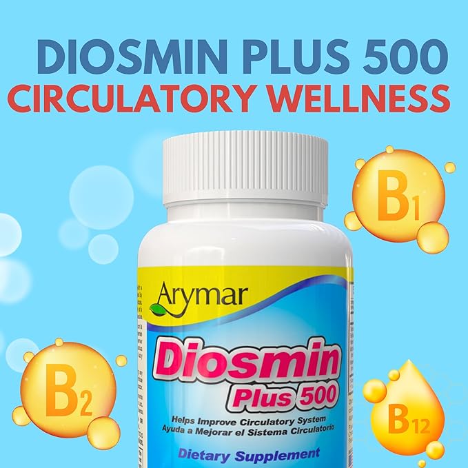 Arymar Diosmin Plus 500 - Circulatory System Support Supplement, 500mg, 120 Capsules