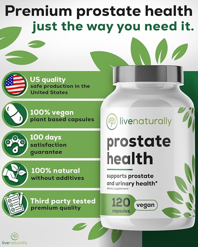 Prostate Health Supplements for Men [120 Capsules] with Saw Palmetto Extract, Pumpkin Seed, stinging Nettle Root, zinc, Selenium, Vitamin E – Urinary Flow & Prostate Support
