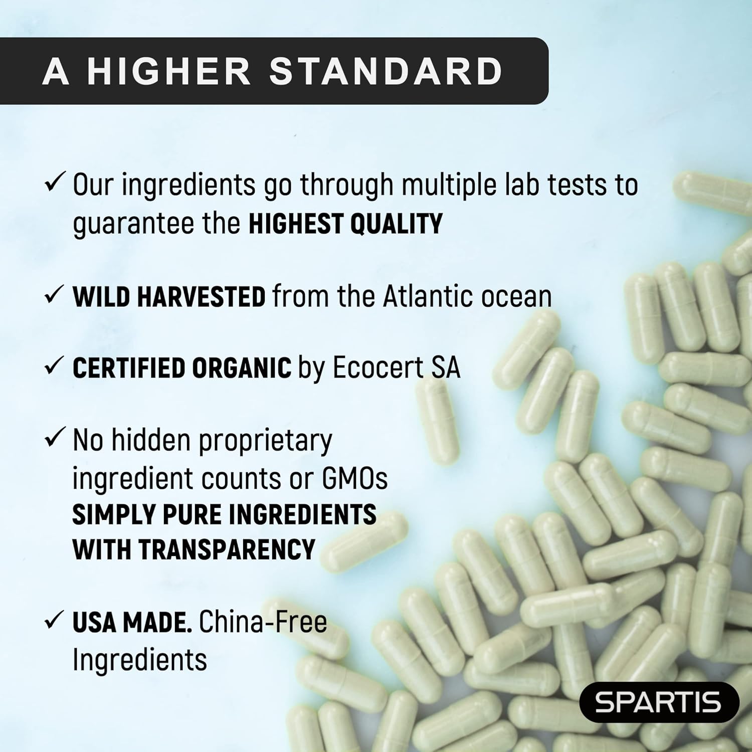 Certified Organic Sea Moss Capsules 2250mg Wildcrafted Irish Sea Moss Burdock Root Bladderwrack Supplement Raw Seamoss Pills & Powder (Pack of 1 at 180-Caps)