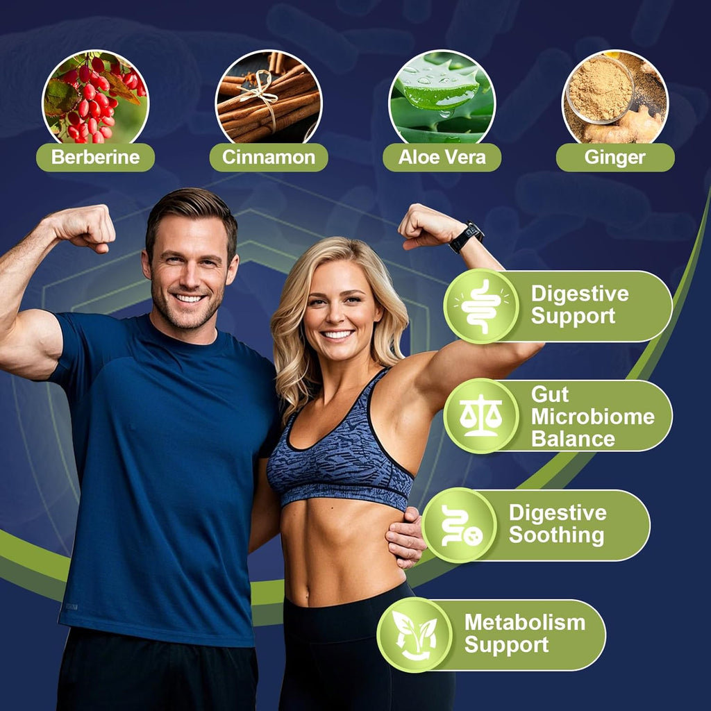 Probiotic Prebiotic, Postbiotic & Digestive Enzymes for Digestive Health, 80 Billion CFU Probiotics Complete Gut Support with Berberine, Cinnamon, L-Glutamine, for Men & Women, 120 Capsules