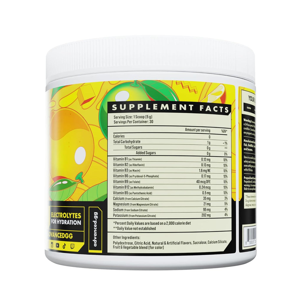 Advanced Hydration High-Performance Electrolyte Drink Mix with B Vitamins for All-Day Hydration - Caffeine Free, Zero Calories, Sugar Free, & Keto Friendly - (30 Servings, Lemonade)