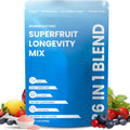 Superfruit Longevity Mix, 36 in 1, Magnesium Glycinate, Mushrooms, Nicotinamide Riboside – Calm, Skin & Anti-Aging Support | Probiotics, 15 Fruits | No Sugar Added, Vegan, Gluten Free, 30 servings