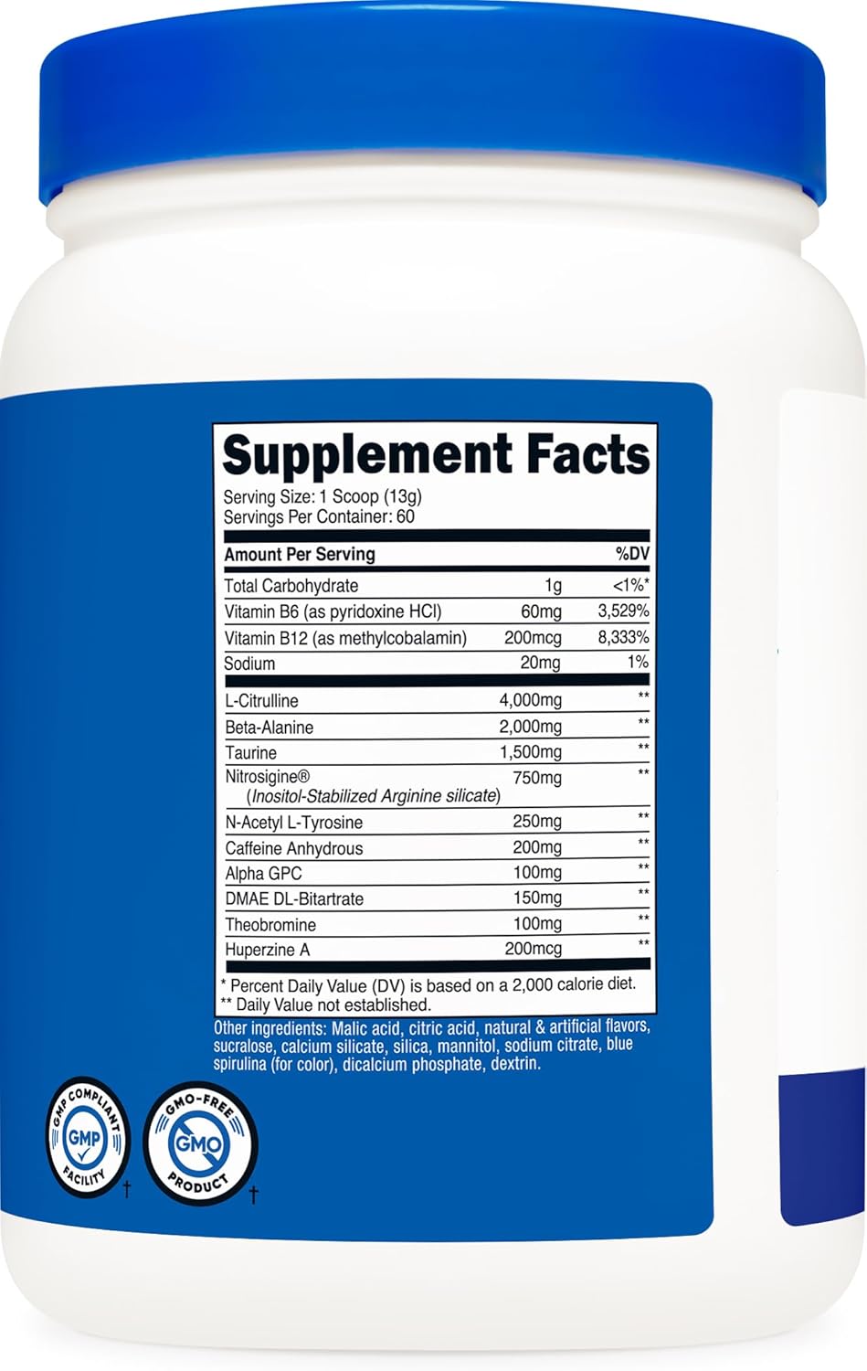Nutricost Pre-Workout Complex Powder (60 Servings, Blue Raspberry) - Pre-Workout Supplement with Beta-Alanine, Taurine & Amino Acids