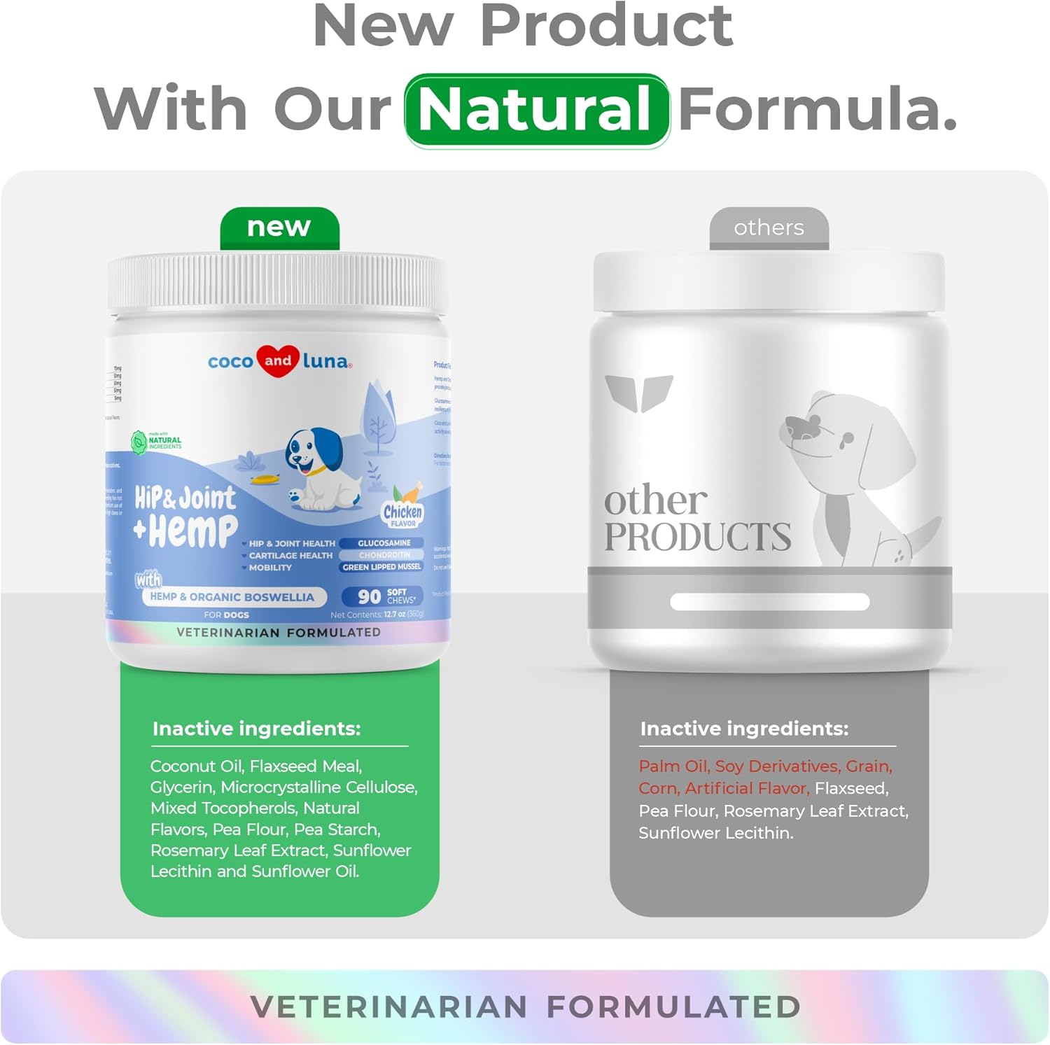 Hemp Hip and Joint Supplement for Dogs - 90 Soft Chews - with Green Lipped Mussel, Glucosamine, Turmeric, Fish Oil, MSM and Yucca Schidigera