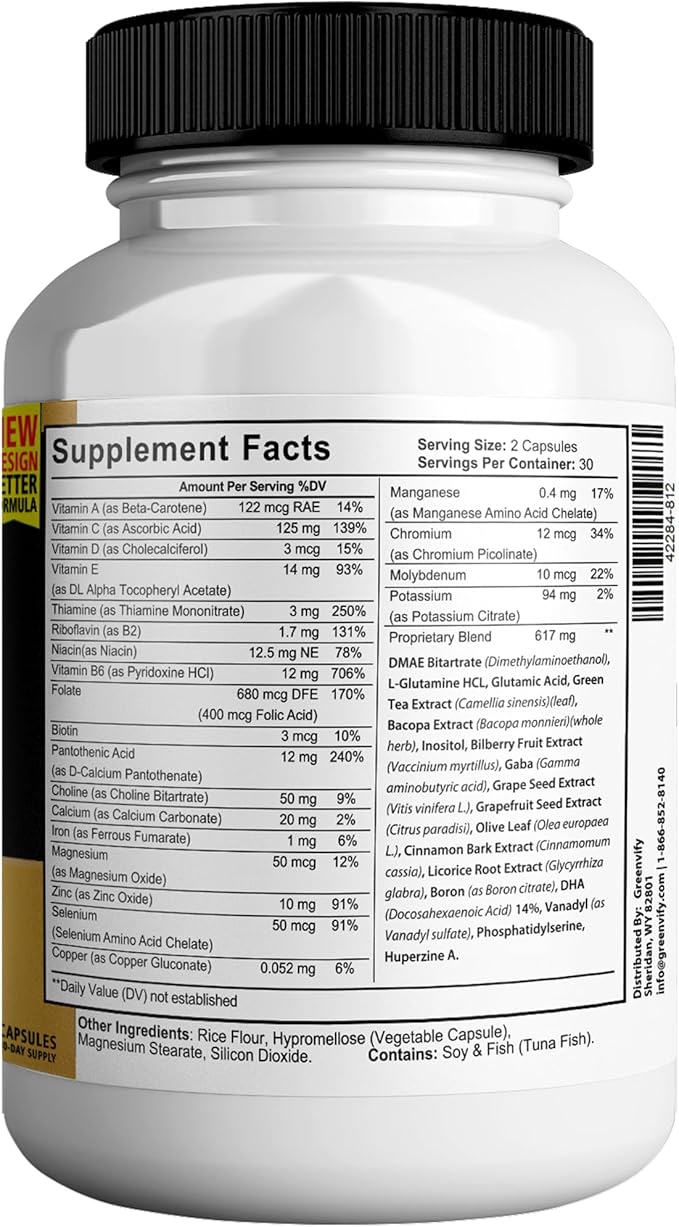 NST-Max Brain Booster | Nootropic Brain Supplements for Memory and Focus | Premium Natural Energy Supplement, Vitamins B6 & B12 | 60 Capsules
