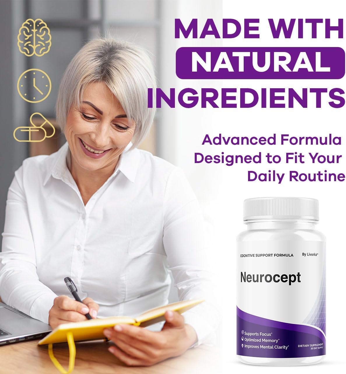 (3 Pack) Neurocept Brain Supplement Capsules - Official Neuro cept Brain & Memory Focus Support Advanced Formula, Neurocept Pills Daily Support for Overall Health & Wellness, 180 Capsules for 3 Months