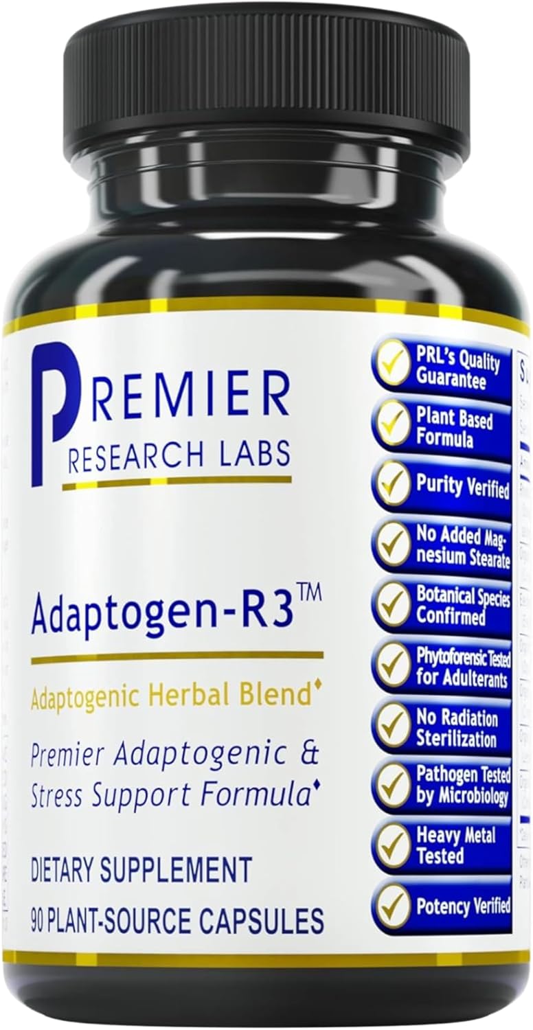 Premier Research Labs Adaptogen-R3: Adaptogen Supplements, Rhodiola Rosea Supplement with Maca Root, Complex for Stress, Heart & Metabolic Health - 90 Vegetarian Capsules
