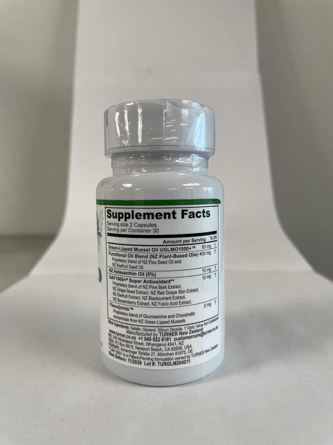 TURNER New Zealand Green Lipped Omega-3 Mussel Oil, 53x Higher Potency with UAF1000+ Super Antioxidant for Superior Joint Comfort & Mobility, No Fishy Aftertaste, 2 Bottles, 120 Softgels