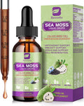 Sea Moss Liquid Drops - Irish Sea Moss & Black Seed Oil with Ashwagandha, Soursop Bitters, Elderberry, Burdock Root, Bladderwrack, Seamoss Supplement Support Antioxidant, Immune, Gut Health