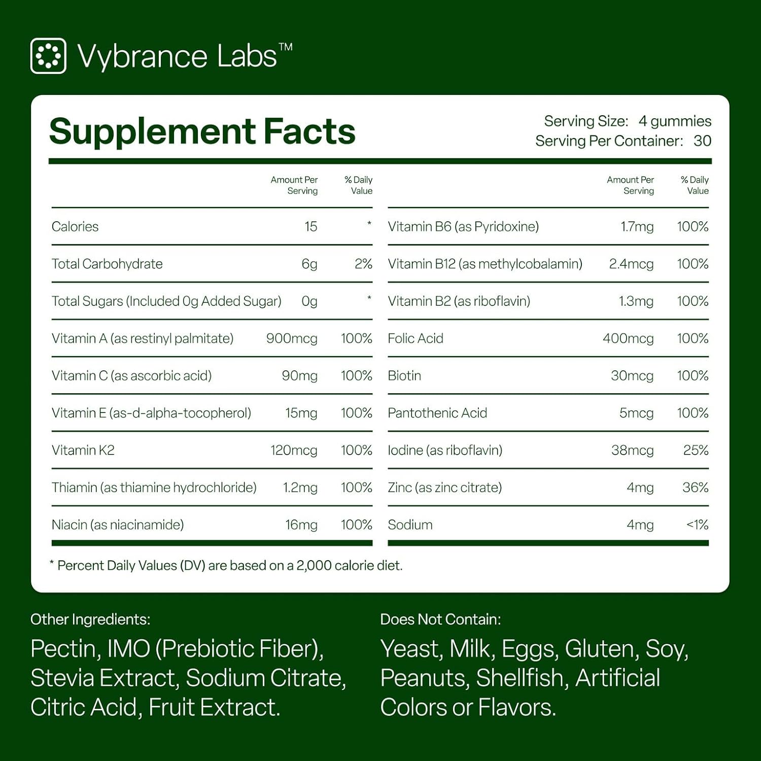 VYBRANCE LABS™  Super Greens Gummies | Vegan, Sugar‑Free | Prebiotics + Probiotics & Enzymes | Gut & Immune Support, Natural Energy | Mixed Berry | 120 Gummies (30 Servings) | Non‑GMO, Gluten‑Free