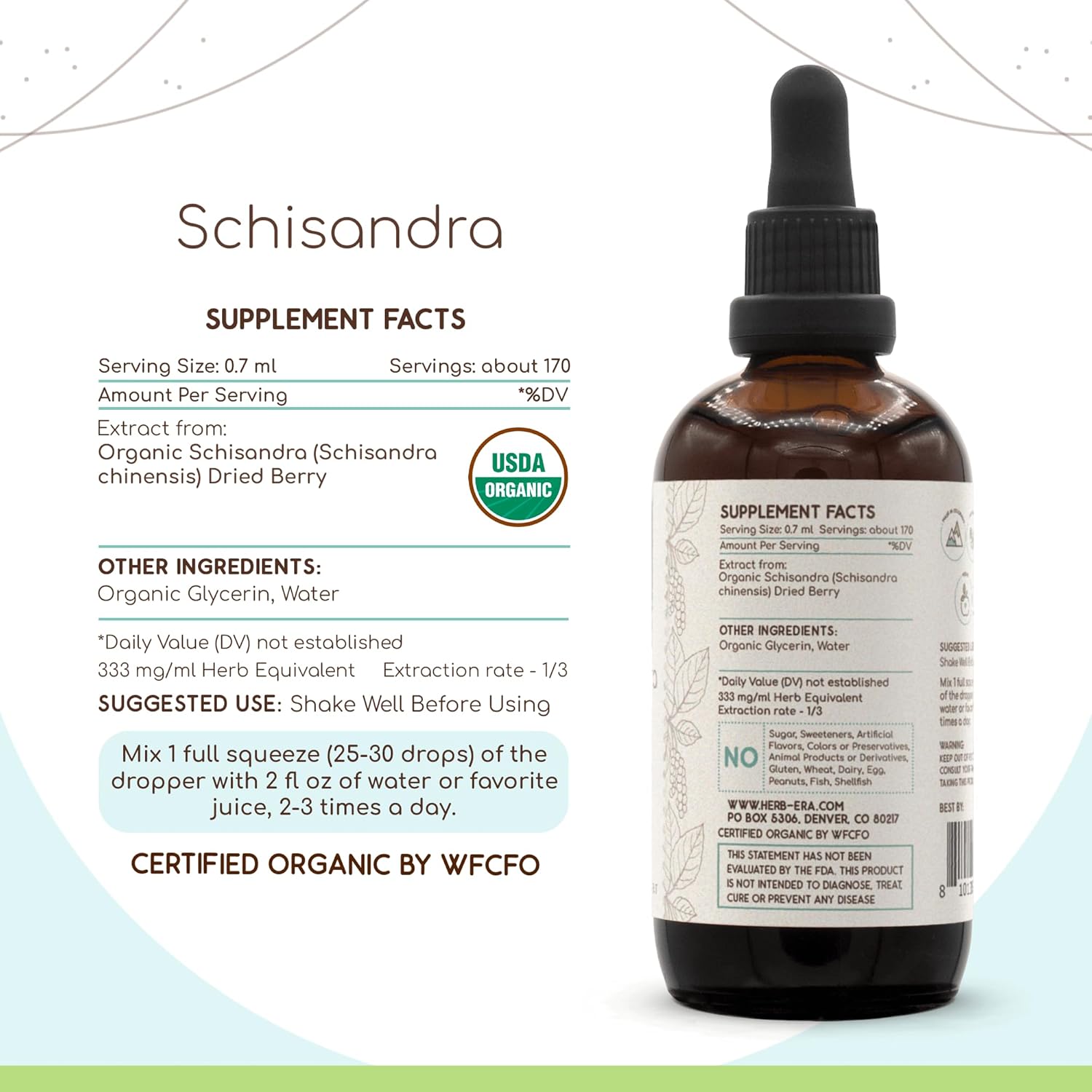 Schisandra B120 USDA Organic Tincture | Alcohol-Free Extract, High-Potency Herbal Drops, Liquid Supplement| Certified Organic Schisandra (Schisandra Chinensis) Dried Berry (4 oz)