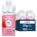 KATE FARMS Organic High Protein Strawberry Nutrition Shake, 25g Protein, 6g Fiber, 27 Vitamins and Minerals, 0g Sugar, Protein Drink, 11 oz (6 Pack)