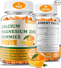 (2 Pack) Calcium Magnesium Zinc Gummies with Vitamin D3 & K2 - Sugar Free Calcium Gummies for Women and Men - Bone & Immune Support - Non-GMO, Gluten-Free, Orange Flavored - 120 Count