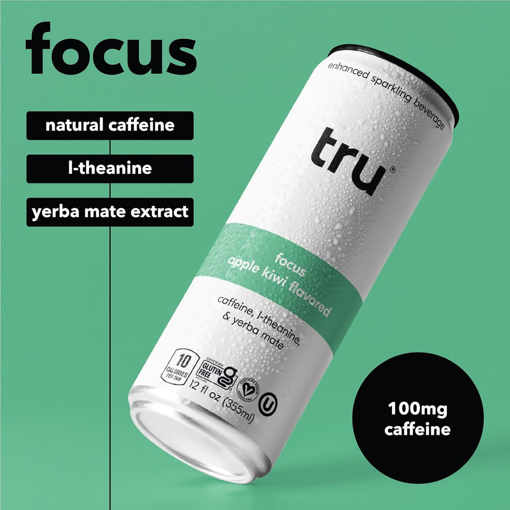Tru Seltzer Sampler, Variety Pack of Sparkling Water with Real Fruit Juice, Functional Ingredients & Natural Flavors, Gluten Free, Vegan, Low Calorie, Caffeine Free Options, 12 FL OZ Cans, 7 Pack