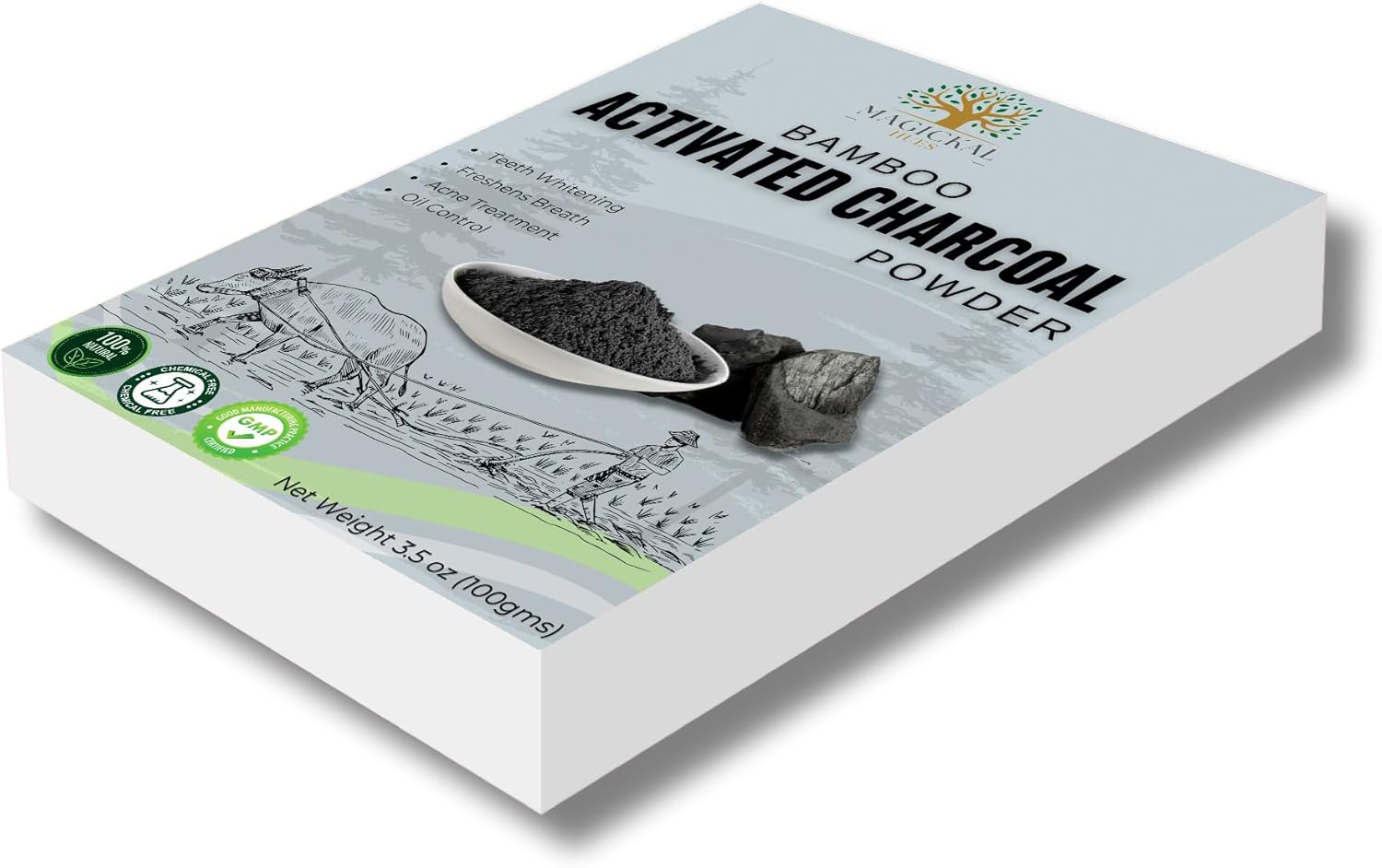 Activated Charcoal Powder 3.5 oz Fine Bamboo Charcoal Powder for Baking, Teeth Cleaning, and Beauty