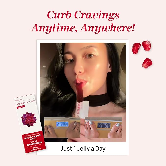 FOODOLOGY Coleology Cutting Stick Jelly – Supports Appetite Suppressant, Boost Metabolism & Control Cravings, Garcinia Cambogia HCA, Pomegranate Flavor Korean Supplement – 2 Packs of 10