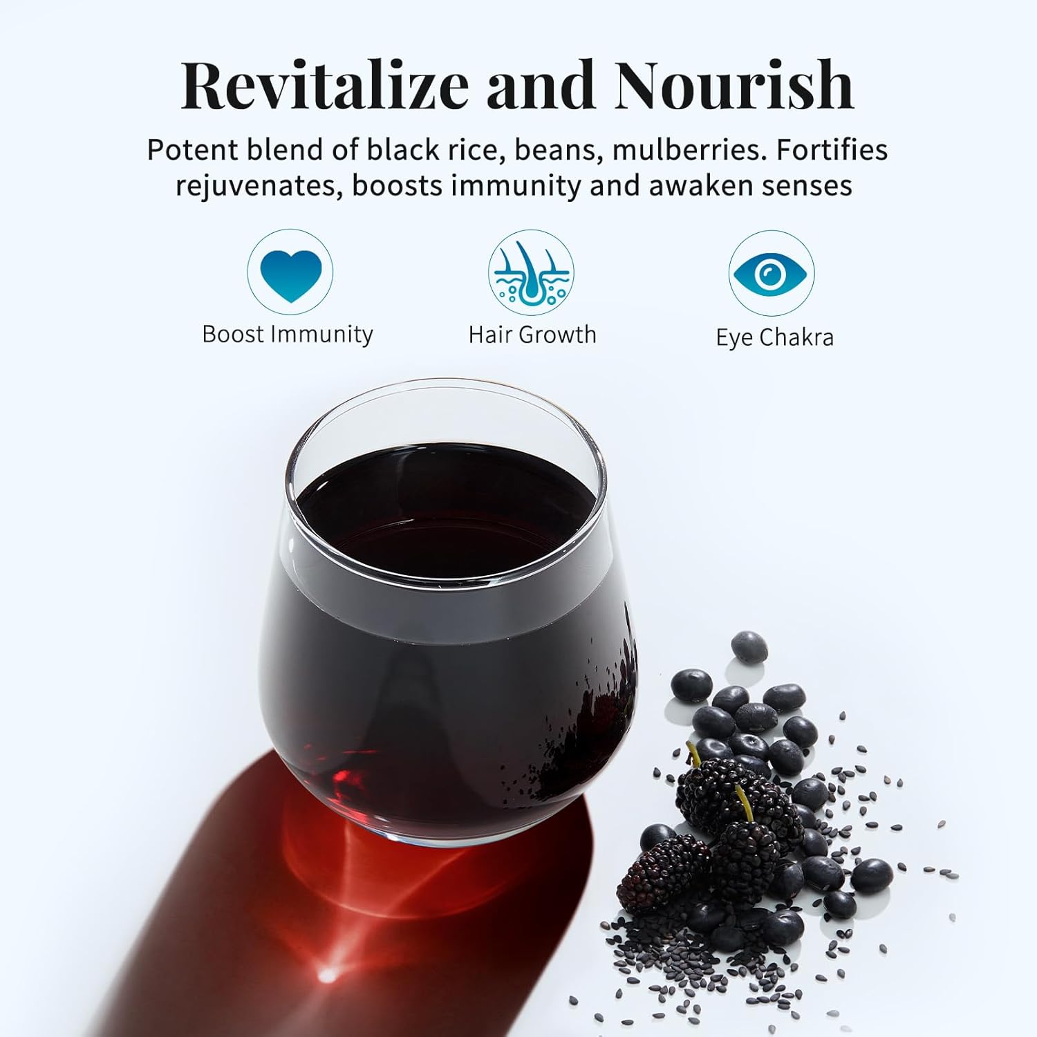 Five Noir Herbal Tea Bag for Immunity Energy, Five Treasure Tea Kidney Teas, Leafberry Wellness Functional Herbal Tea Hair Growth Rejuvenates Natural Black Rice Beans Mulberries Gift Box 10 Bags