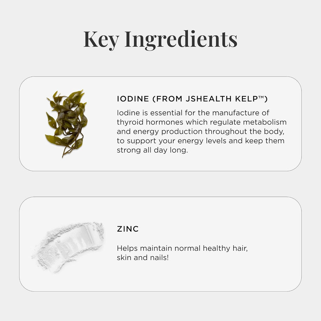 JSHealth Hair Formula - Vitamins for Hair Growth and Energy with Zinc and Iodine - Hair Loss Supplement for Men and Women (60 Capsules)