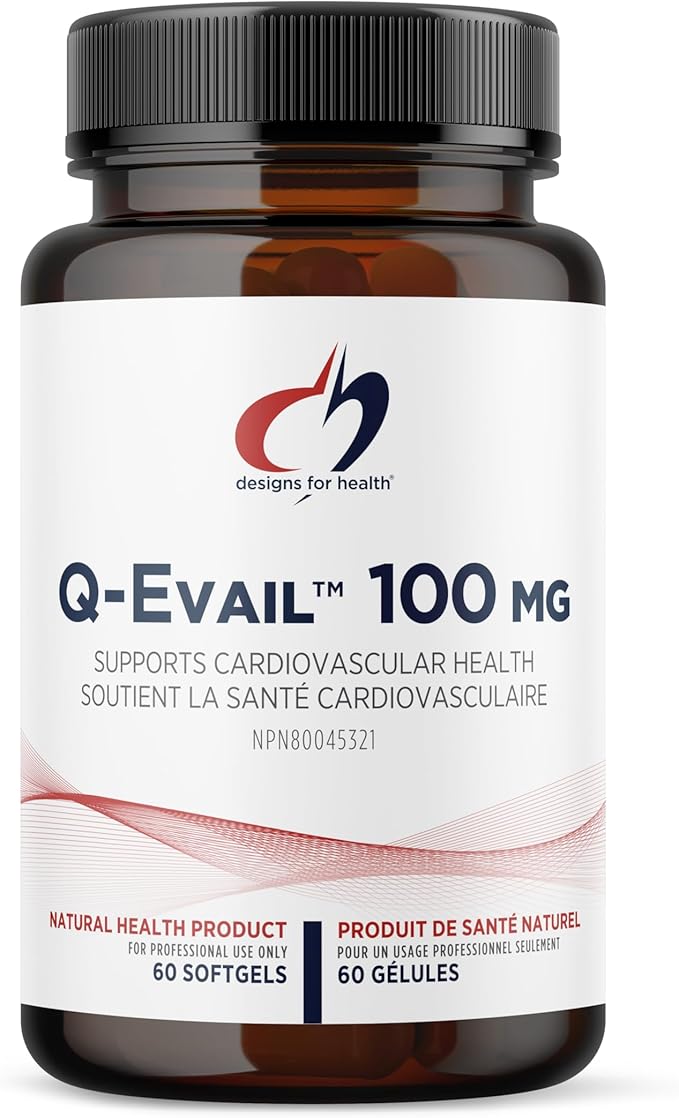 Designs for Health Q-Evail 100-100mg CoQ10 Highly Bioavailable Ubiquinone - Coenzyme Q10 with MCT + Mixed Tocopherols to Promote Superior Absorption - Non-GMO (60 Softgels)