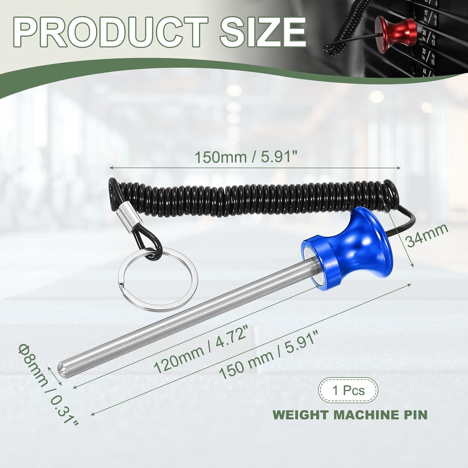 Weight Stack Pin, Weight Gym Pin Strength Training Equipment Replacement with Pull Rope for Home Gym Club