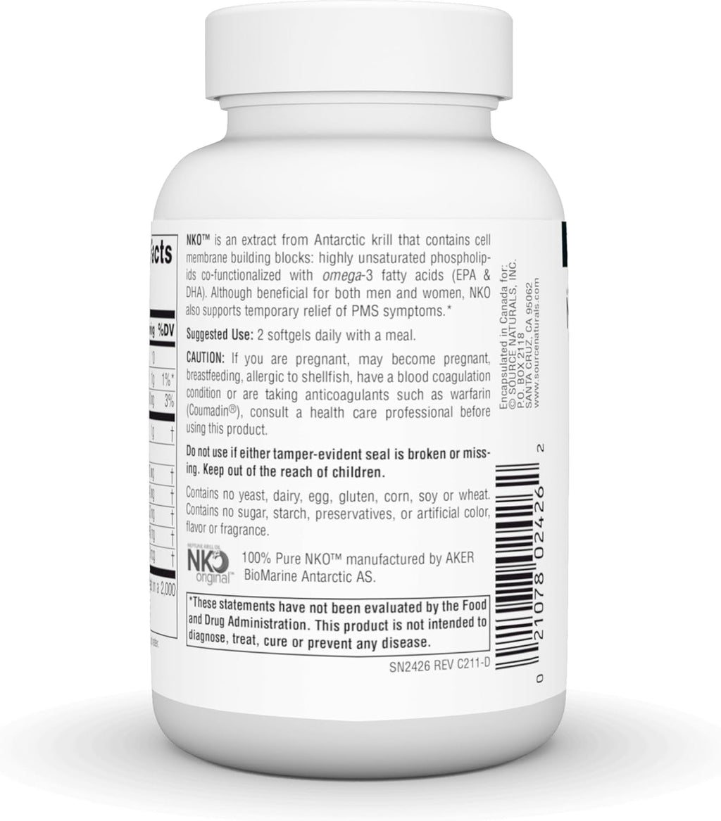 Source Naturals NKO Neptune Krill Oi, Supports Heart Health and Cell Membrane Integrity*, 500mg - 120 Softgels