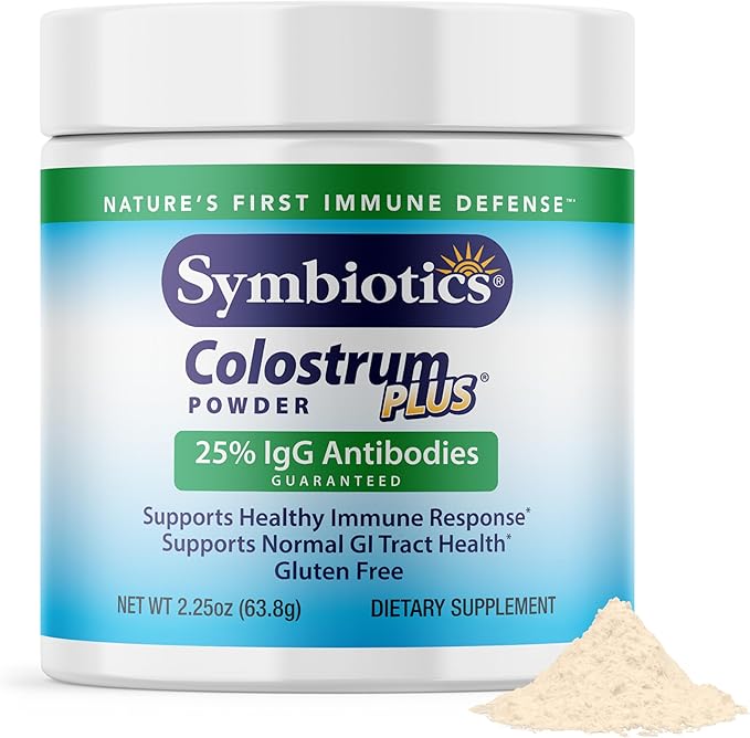 Symbiotics Colostrum Plus Powder 2.25 oz – Immune & Muscle Recovery Support, 25% IgG Immunoglobulins, Gut Health & Training Resilience, Unflavored, Gluten Free - 2.25 oz