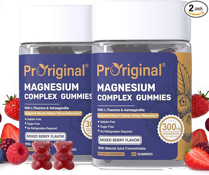 Magnesium Gummies for Stress & Sleep - 300mg Magnesium Complex with Glycinate, Citrate, Malate & Taurate - Supports Relaxation, Muscle & Heart Health - Vegan, Sugar-Free, Non-GMO - 120 Gummies