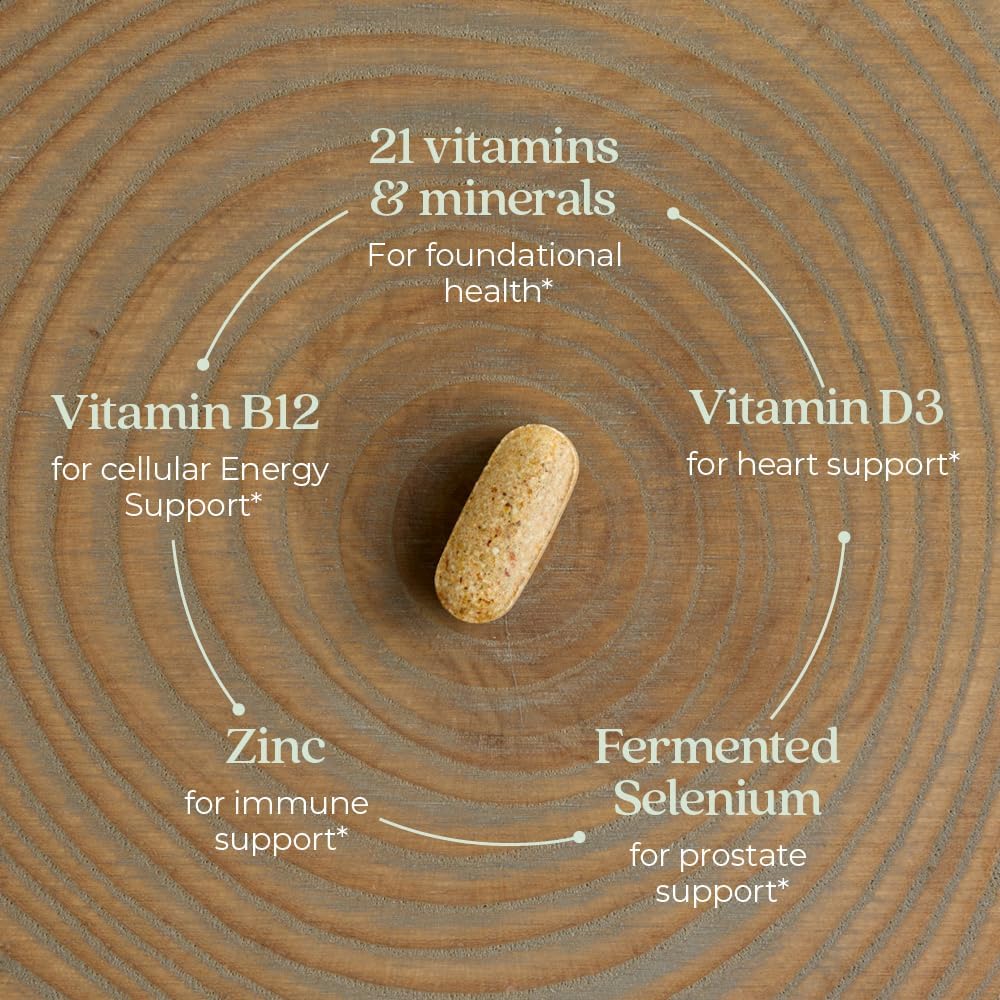 New Chapter Men's Multivitamin for Immune, Stress, Heart + Energy Support with Fermented Nutrients - Every Man's One Daily, Made with Organic Vegetables & Herbs, Non-GMO, Gluten Free - 48 ct