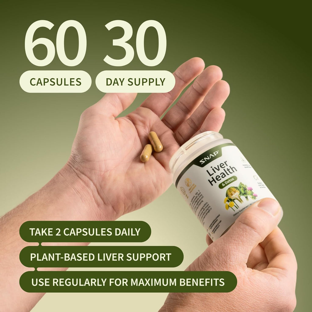 Snap Supplements Liver Health & Detox Supplement - Natural Support for Liver and Digestive Health, 60 Vegetarian Capsules (1 Month Supply)