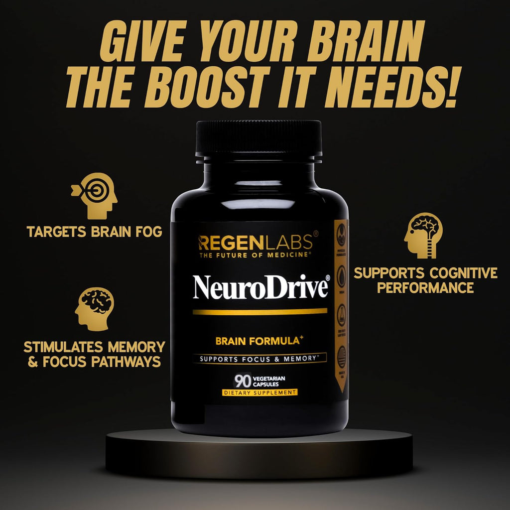 NeuroDrive Memory & Focus Supplement - Boost Brain Focus, Mental Health & Brain Fog | Natural Doctor Approved - Brain Nootropic, Phosphatidylserine, Centrophenoxine, Bacopa - 90 Capsules