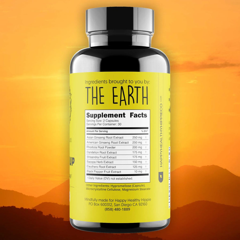 Natural Energy Pills – Caffeine Free – Metabolism, Mental Booster – with Rhodiola Rosea, Dandelion Root, Bacopa, Ginseng Extract – 7 Herbs & Absorption Enhancing Piperine – Vegan, Non-GMO, 60 Ct