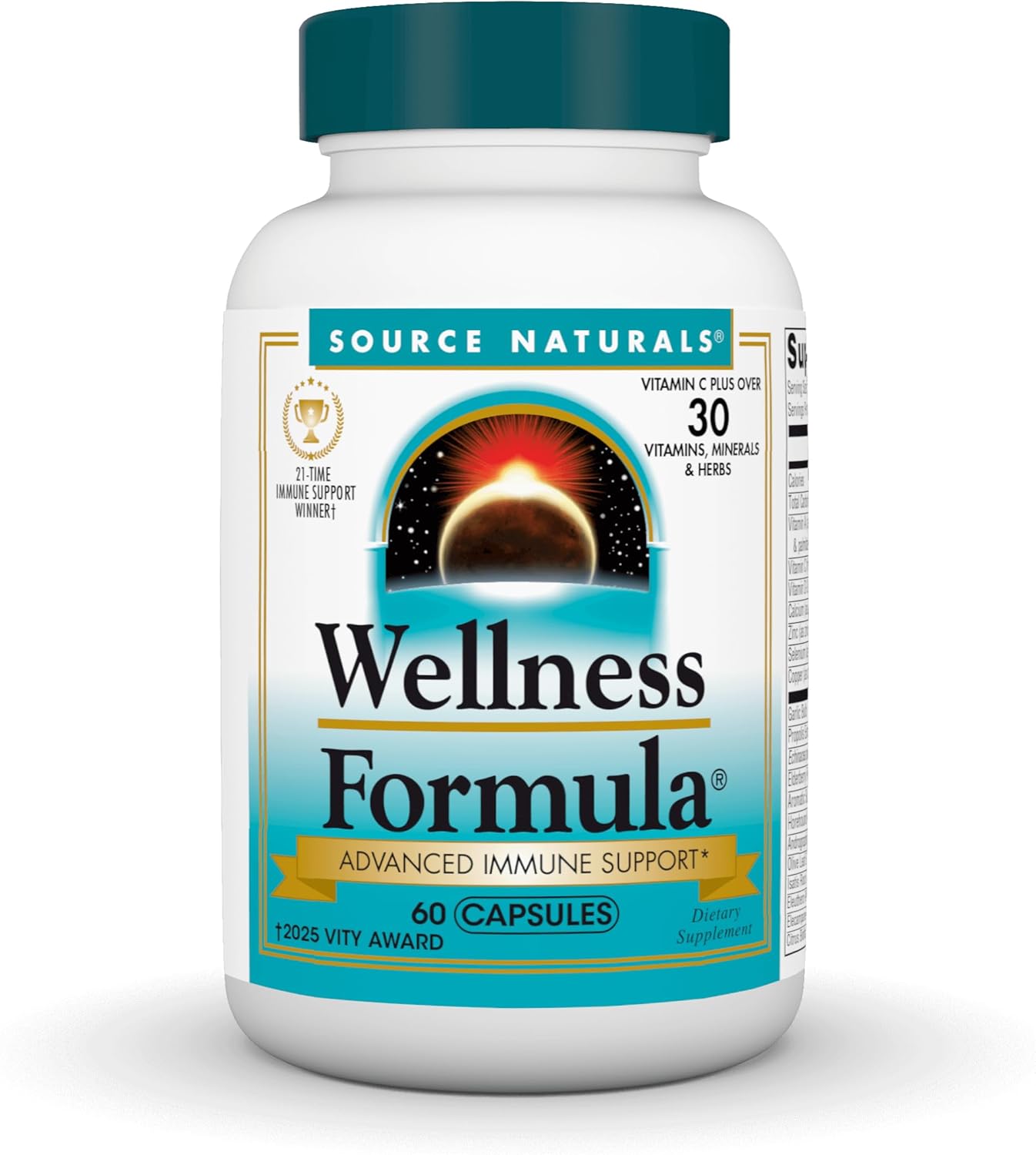 Source Naturals Wellness Formula Bio-Aligned Vitamins & Herbal Defense for Immune System Support - Dietary Supplement & Immunity Booster - 60 Capsules